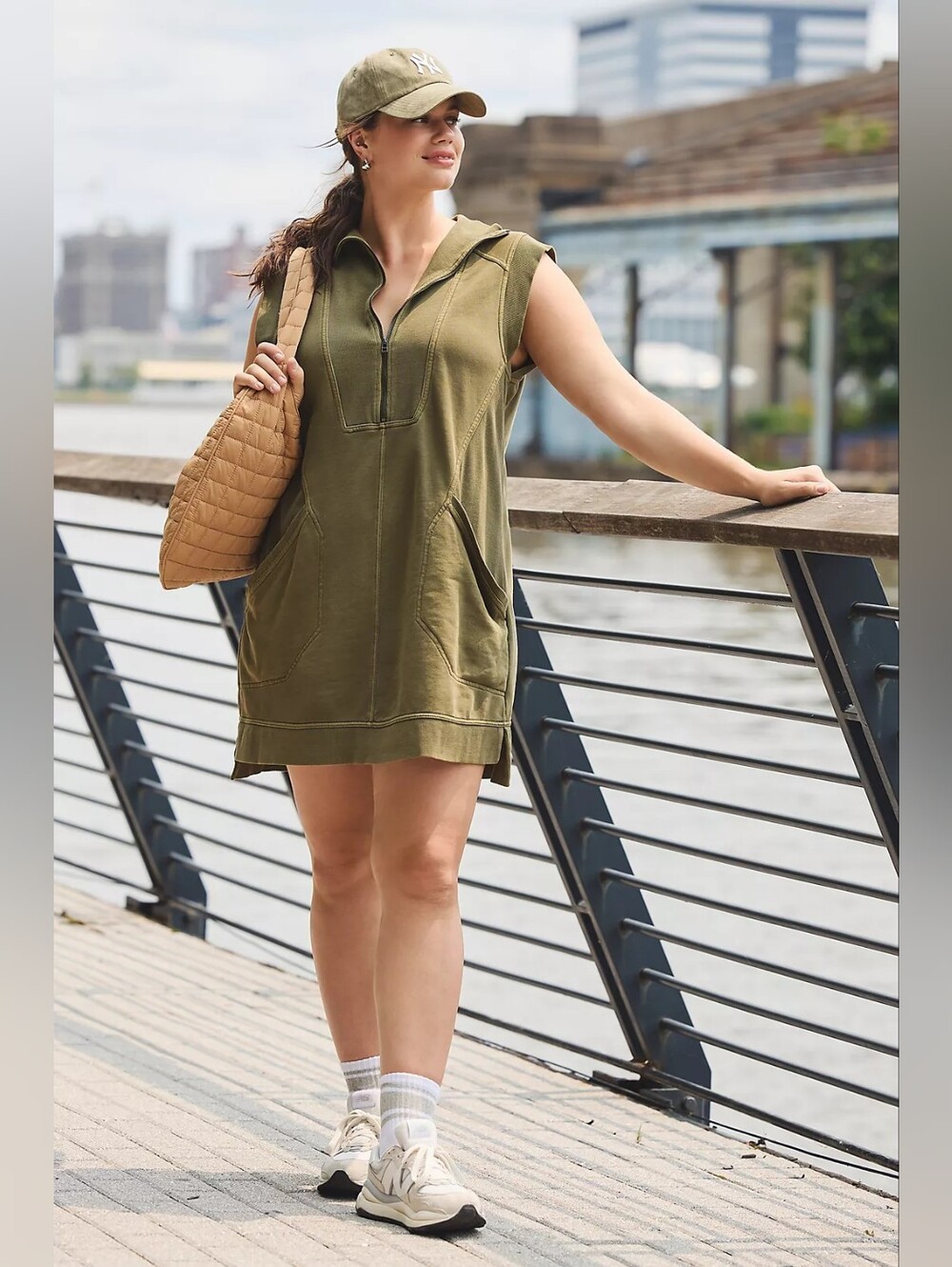Daily Practice (Anthropologie ) Sleeveless Olive Green Zip-Front Dress